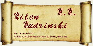 Milen Mudrinski vizit kartica